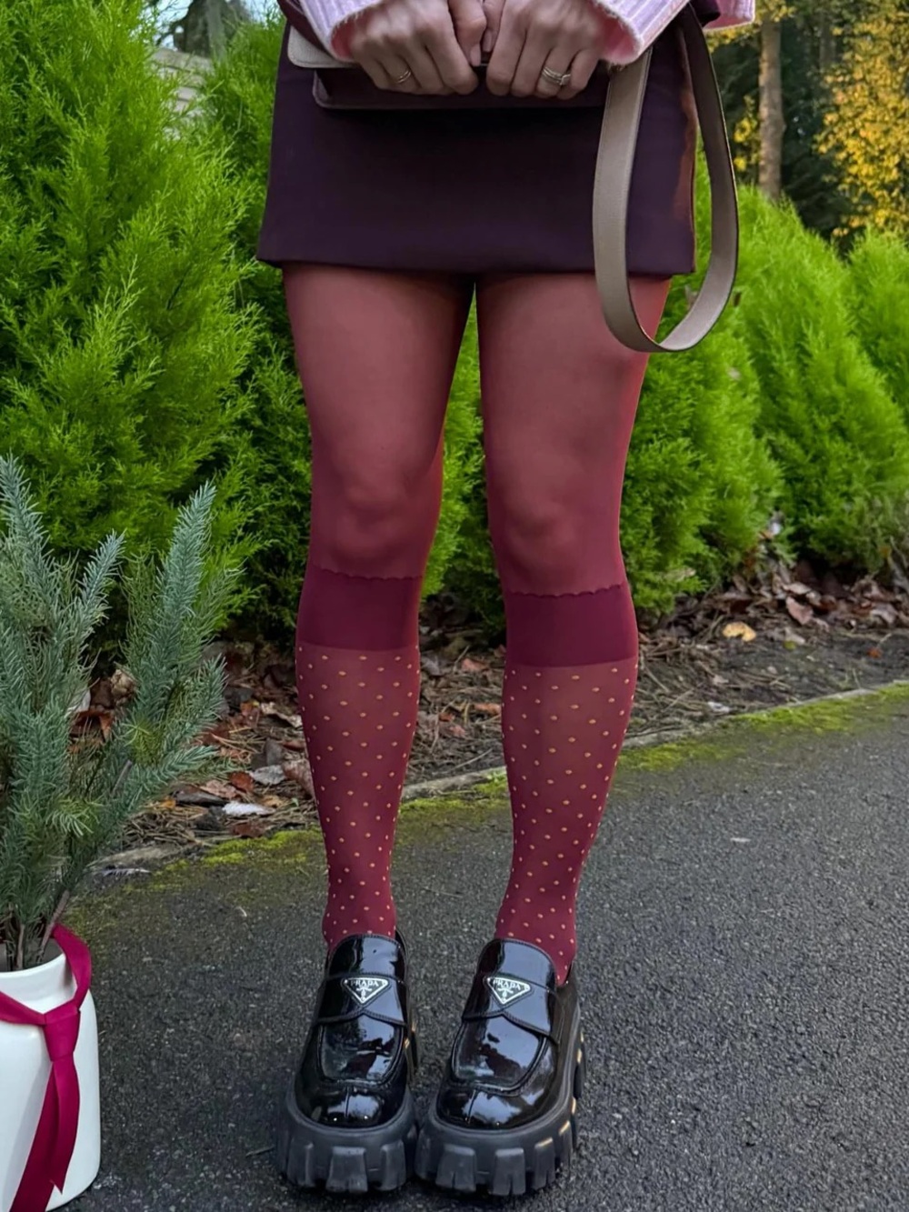 SNAG Burgundy Faux Sock Tights